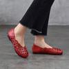 Johnature Genuine Leather Slip-on Shoes Hollow Out Breathable Soft Bottom Women's Flat Sandals