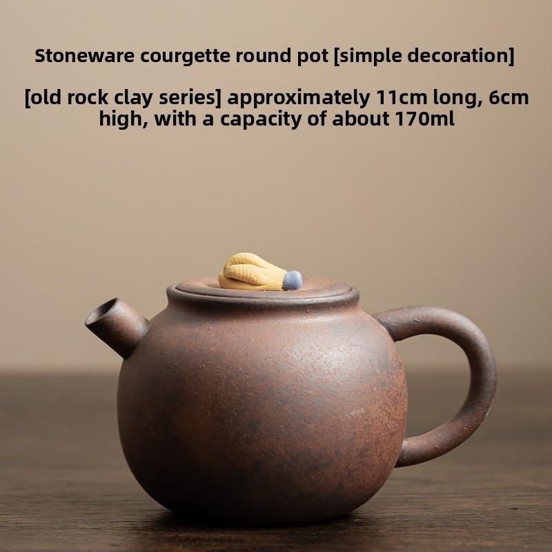 Old Rock Mud Ceramic Teapot Chinese Kung Fu Tea Set for Home Brewing Small Coarse Pottery Retro Style Single Pot Tea Maker