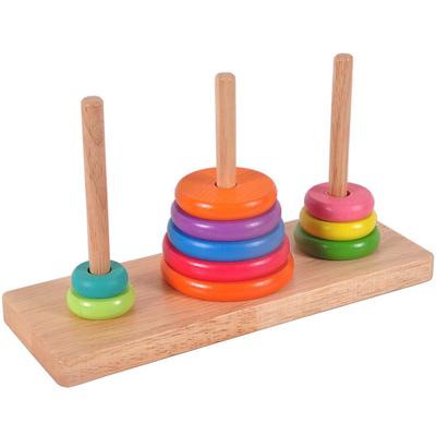 Lifepower Math Tower of 10 Colorful Wooden Ageless Brain Training Safe Suitable for Ages 3 and Puzzle Hanoi, Steps. Puzzle. Fun. Game. Water-based