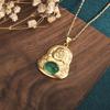 Gilded Maitreya Buddha Necklace with Jade Pendant for Men and Women - Ethnic Style Agate Clavicle Chain