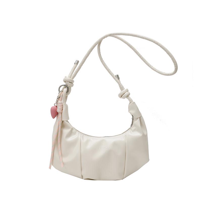 

2025 Женская повседневная сумка-пельмень на плечо белый