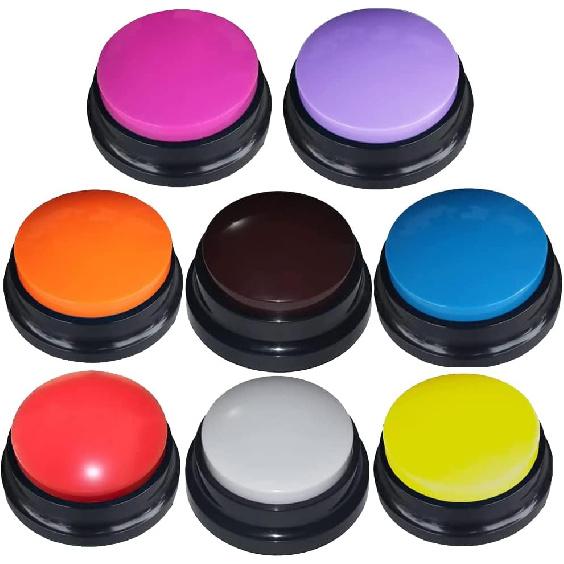 8 Color Voice Recording Button, Dog Buttons for Communication Pet Training Buzzer, 30 Second Record & Playback, Funny Gift for Study Office Home wtih