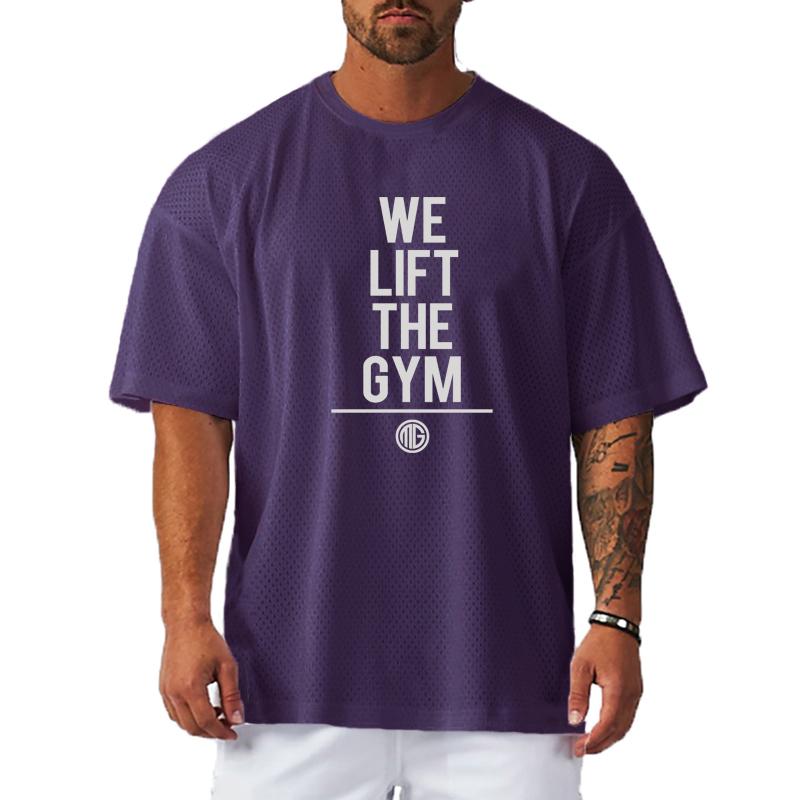 Muscleguys Drop Shoulder Oversized Mesh Quick Dry Half Sleeve T-shirts Mens We Lift The Gym Design Fitness Clothing Loose Sports T Shirt