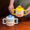 Cute Mug Ceramic Cup with Lid Spoon Boys and Girls Household Water Cup Coffee Milk Cup Birthday Gift
