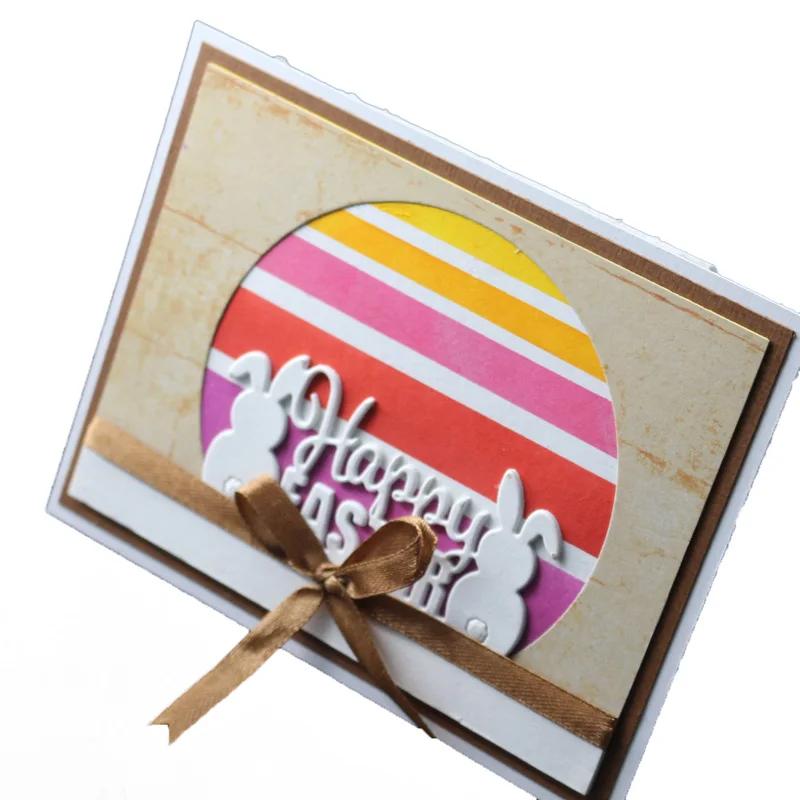 Glad Påsk Ram Metallskärningsformar Silverfärgade Schabloner Kanin Dekoration Scrapbooking Prägling Kortpapper Hantverk Mall