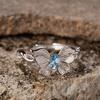 S925 Sterling Silver Natural Topaz Colored Treasure Ring Female Elegance Temperament Double-Layer Three-Dimensional Butterfly Design