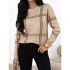 European and American Leisure All-Match O-neck Pullover Top Women 2025 Winter New Plaid Patchwork Drop Shoulder Sweater Women