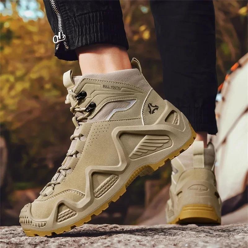 Men Tactical Boots with Straps for Combat Training Waterproof Straps Outdoor Hiking Breathable Shoes Motorcycle Zapatillas Male