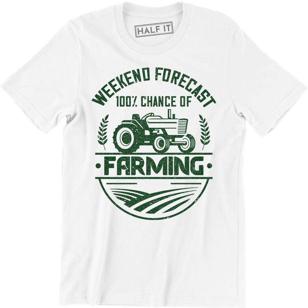 Weekend Forecast 100% Chance Of Farming Funny Farmer Men s T-shirt Tee M