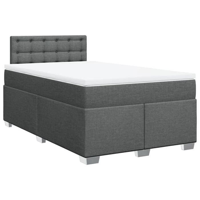 VidaXL Slat Bed Base with Mattress Dark Grey 120x190cm Fabric 3285842
