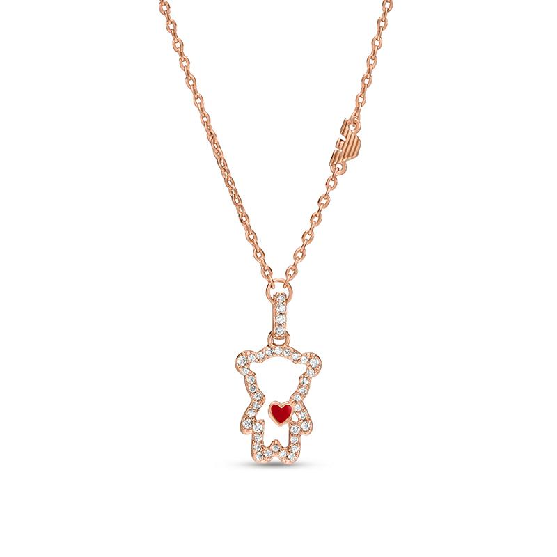 Emporio Armani Collana Orsetto Cuore Amore Splendente Donna Collana Oro Rosa EGS3162221