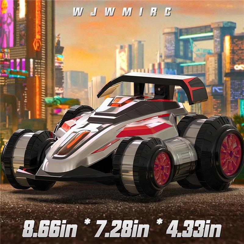 1:14 מכונית על שלט רחוק לדריפט 2.4GHz 4WD מכונית על שלט רחוק מסתובבת 360 מעלות רכב צעצוע עם אור ומוזיקה, הליכה זקופה והתהפכות ארבע גלגלים