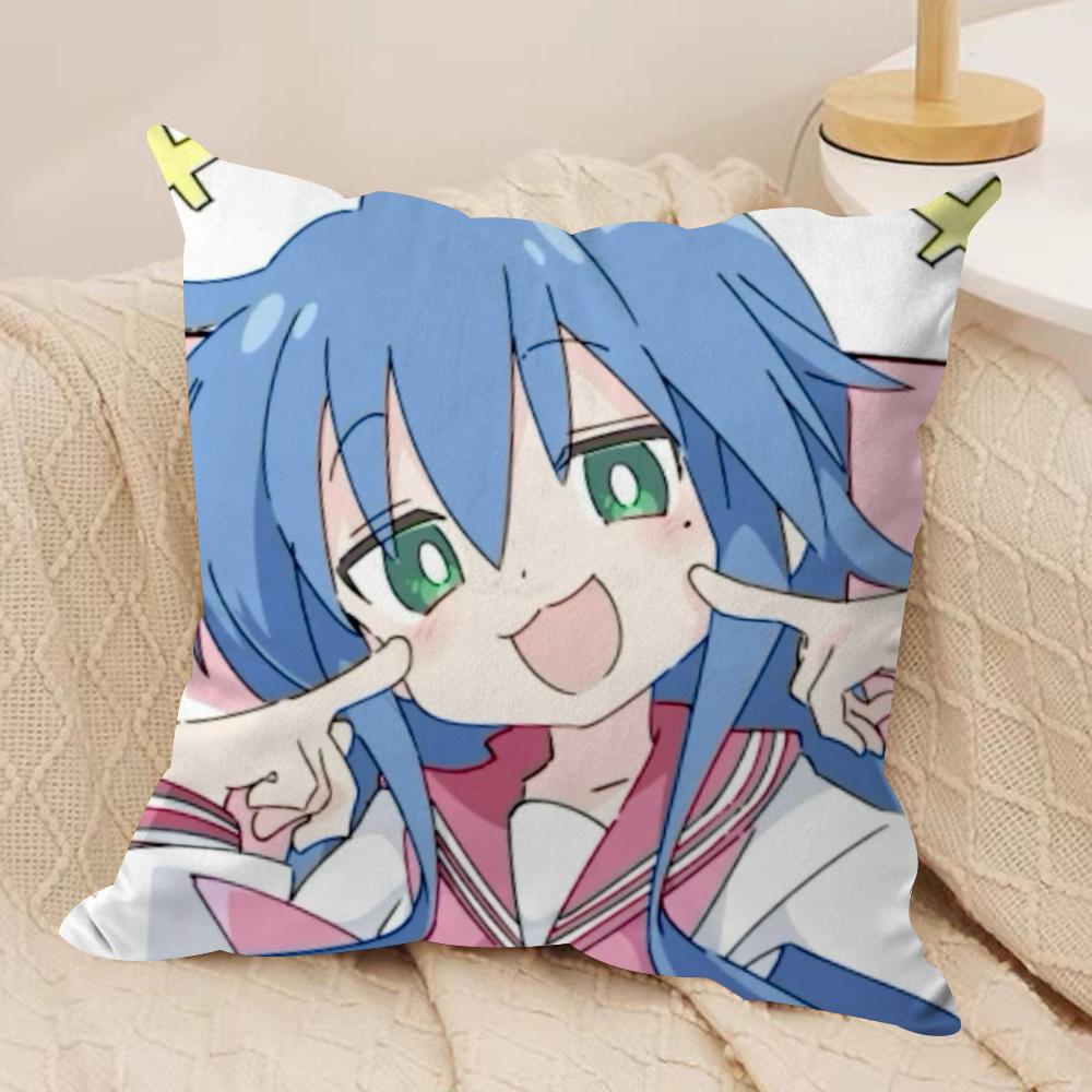 Anime L-Lucky Star K-konata Cushion Cover Soft Plush Fabric Double-Sided Printed Sofa Cushion Cover for All Seasons Home Decor