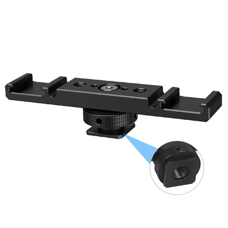 Double Cold Shoe Mount Extension Bar Aluminum Brackets for DSLR Camera Accessories Microphone LED Light Mounting