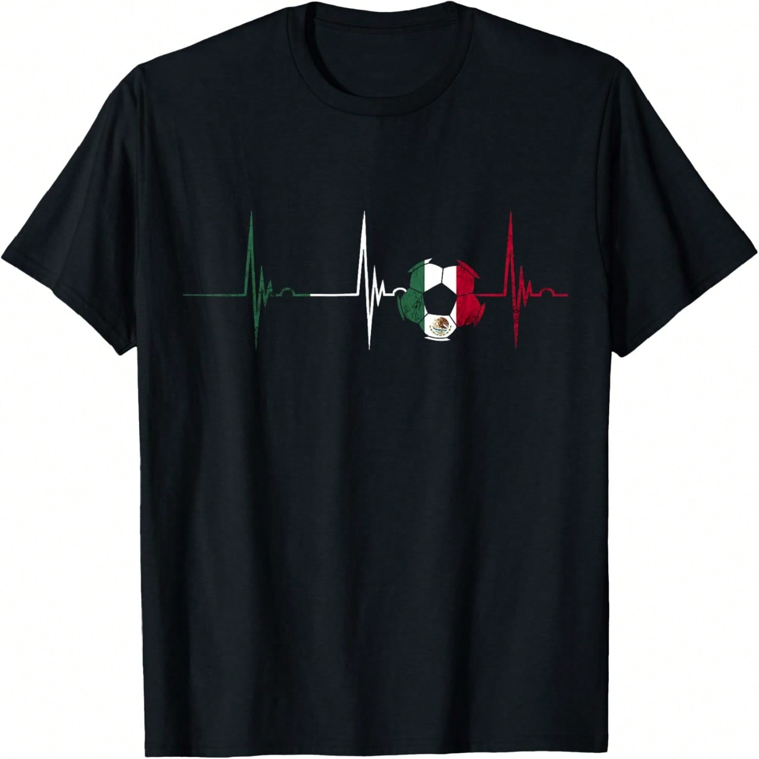Mexico Heartbeat EKG Pulse Mexican Soccer Team Mexican Flag T-Shirt S разноцветный