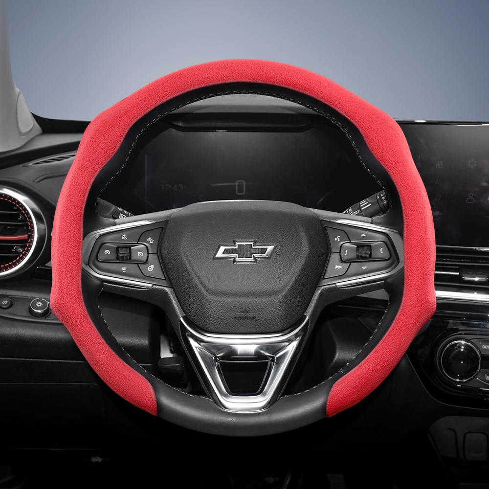Suitable for Chevrolet Premium Suede Snap-On Steering Wheel Cover, Non-Slip and Durable, Round and D-Shaped Steering Wheel Available Cruze Spark Capti