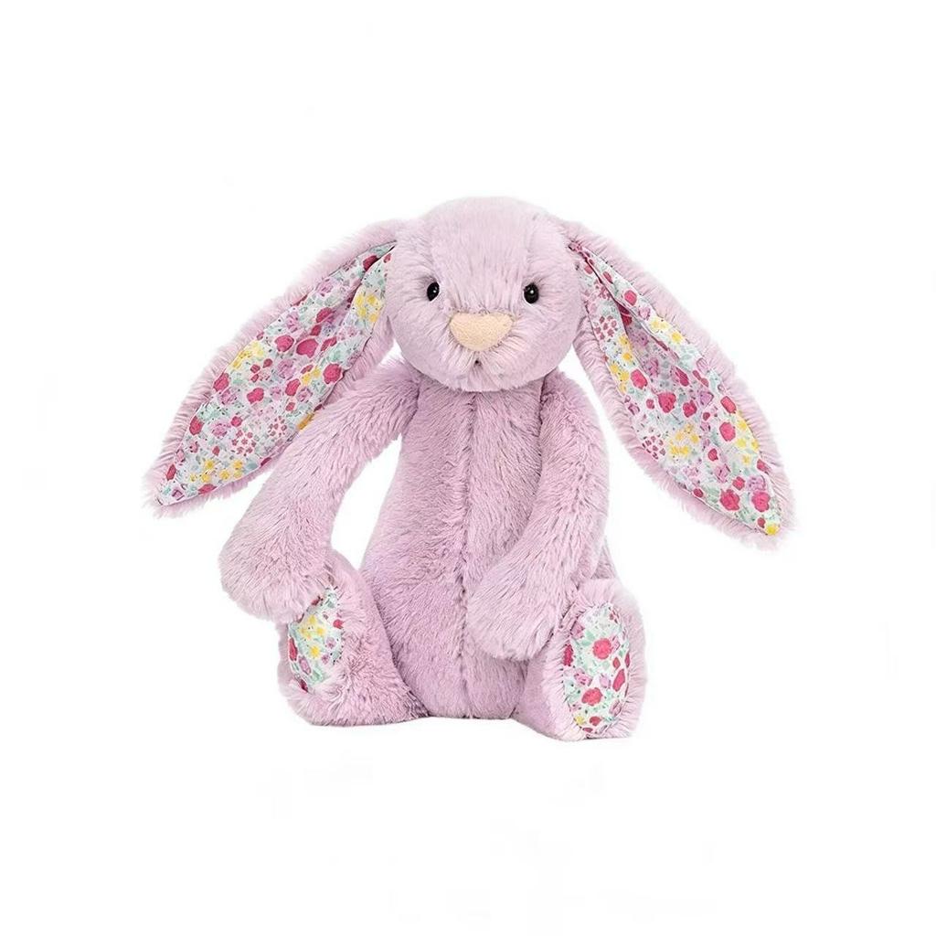 Peluche JC Bonnie Lapin avec Oreilles Florales Poupée en Peluche Kawaii Coussin de Canapé Doux Cadeau d'Anniversaire pour Enfants Décoration de Chambre