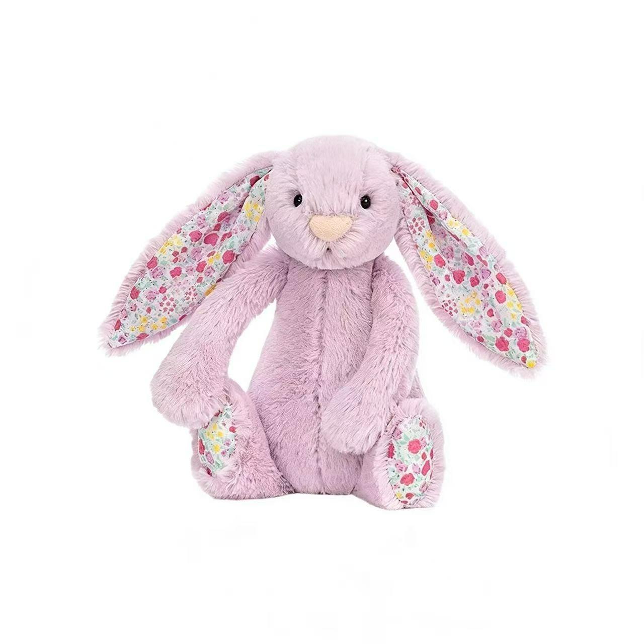 JC Bonnie Konijn Knuffel met Bloemenoren Kawaii Knuffelpop Zacht Bankkussen Kinderverjaardagscadeau Kamerdecoratie paars