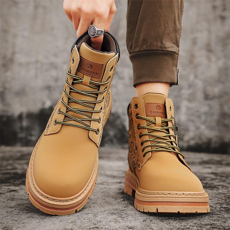 Модные желтые мужские модные ботинки Модные повседневные мужские мотоциклетные ботинки — фото 5