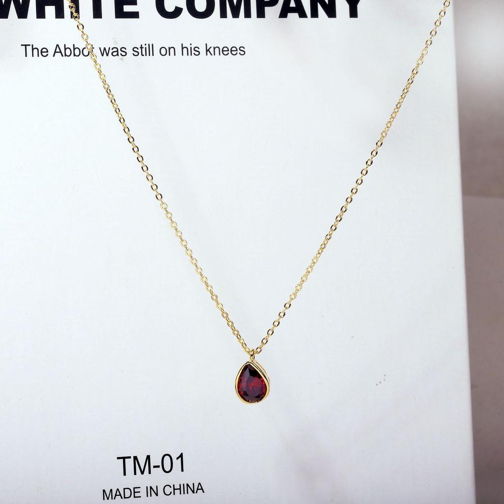 925 Ruby Drop Yellow Gold Necklace Female Clavicle Chain Classic Vintage Elegant Retro Temperament Necklace Jewelry Gift