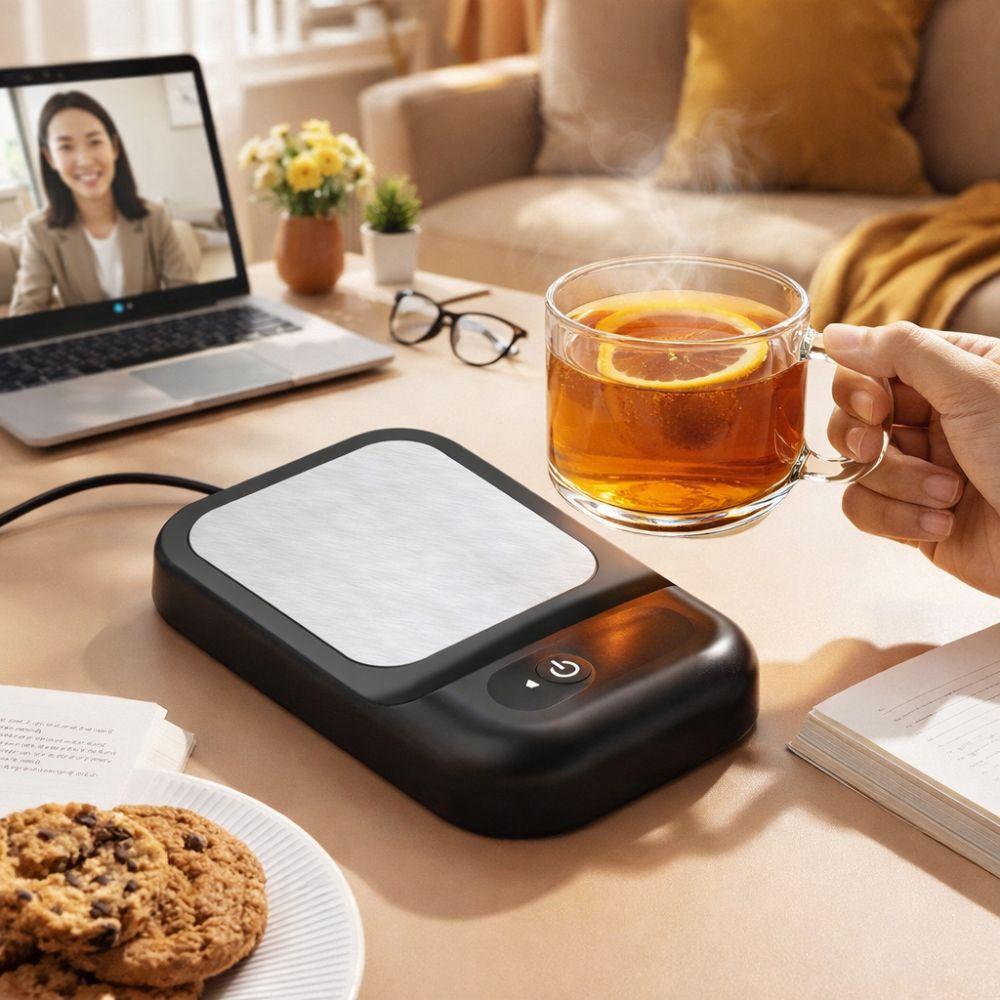 Intelligent Electric Cup Warmer Energy Saving Anti-slip Base Coffee Mug Warmer Low Noise Rapid Warming Heating Coaster