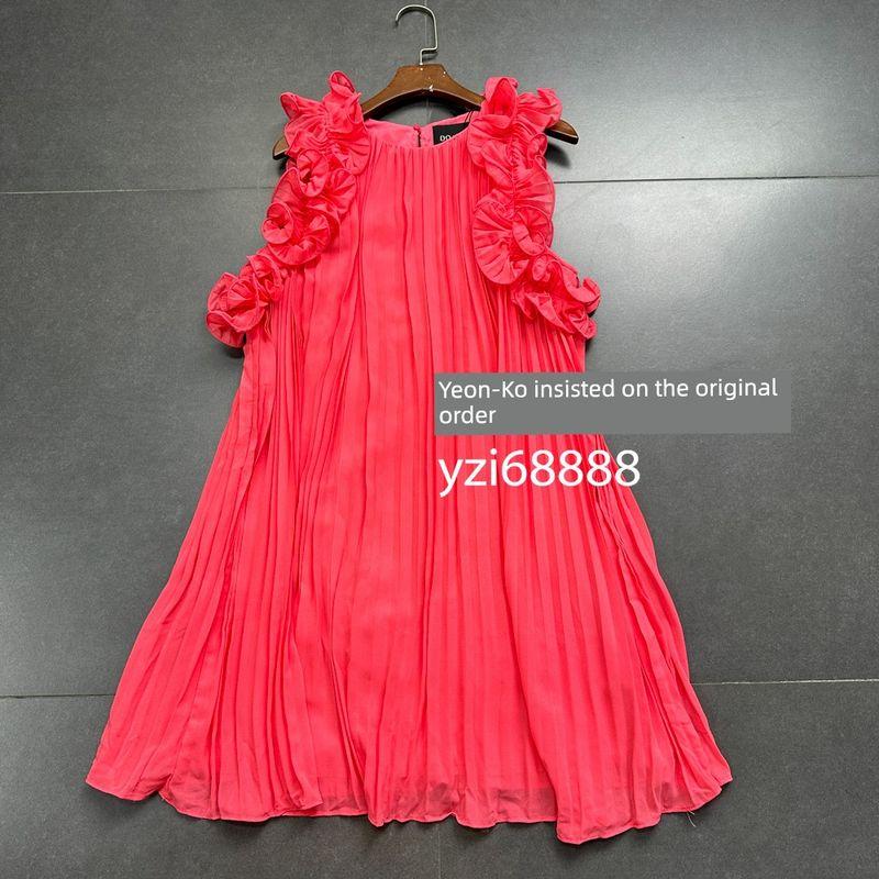 Export Los Angeles Single Do + B * Exquisite Three-Dimensional Lace Organ Pleated Sanzhai Style Loose Version A- Line Dress Women
