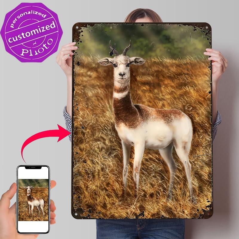 Dama Gazelle D Texture Metal Poster Customized Wall Art Tin Sign Gift for Mancave Office Decoration Gaming Garage Decorations