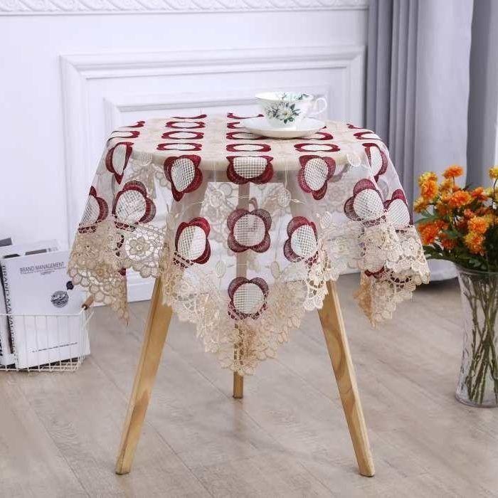 Teetisch Tischdecke Rechteckig Haushalt Teetischbezug Wohnzimmer Staubdicht Esstischdecke Stoff mit Spitze Neue Abdeckung Tuch Rund