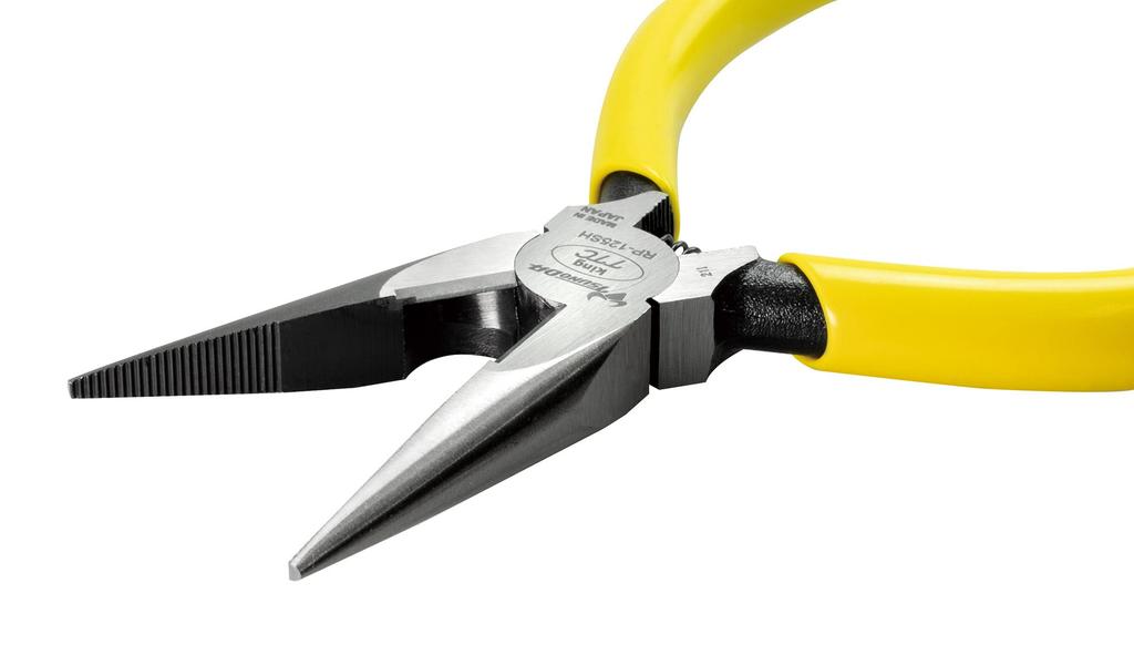 TSUNODA King TTC Long Nose No Spring Yellow Pliers, Hole, Attached, 125mm, PR-125S,