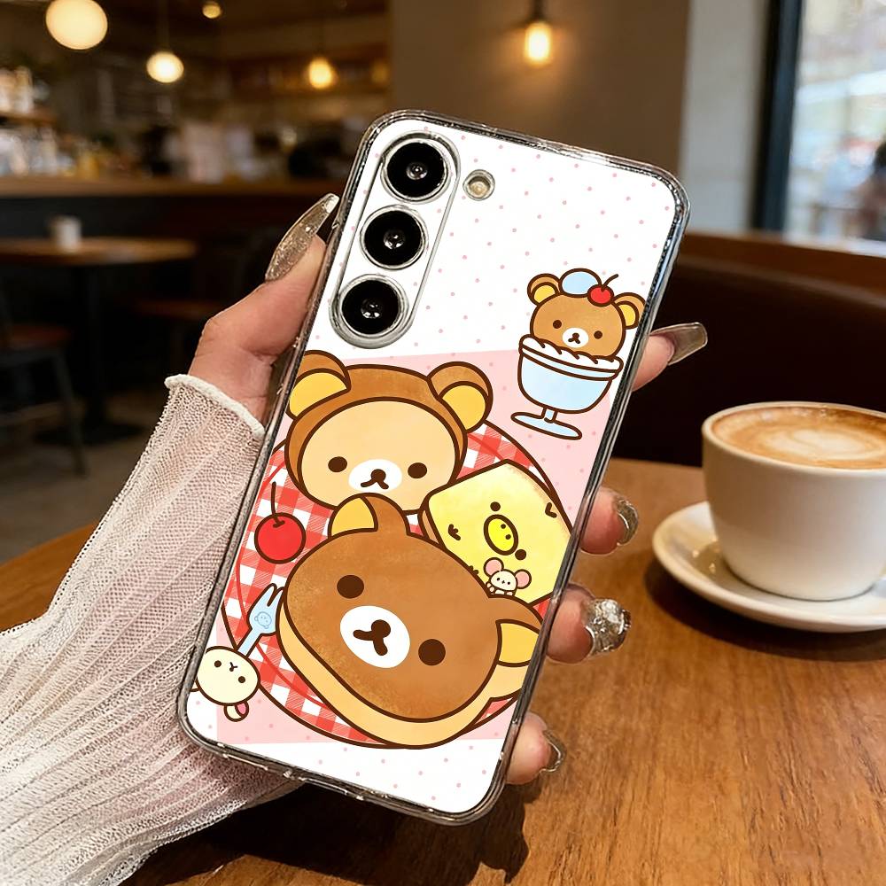 Cute R-Relax B-Bear Phone Case For Samsung Galaxy S24 S25 S23 S22 S21 Plus S24 S25 Transparent Cover Case