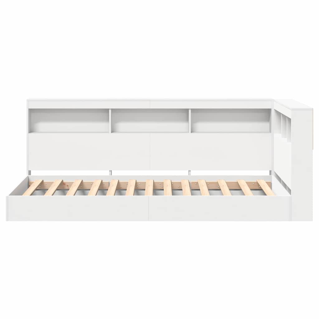 Letto con Libreria e Testiera Bianco 90 x 190 cm Truciolato