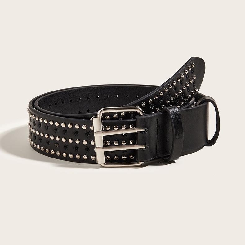 Punk Style Rivet Star Hollow Personality Belt Decoration Alloy Pin Buckle Waist Belt European And American Style Fashion Belt In Stock