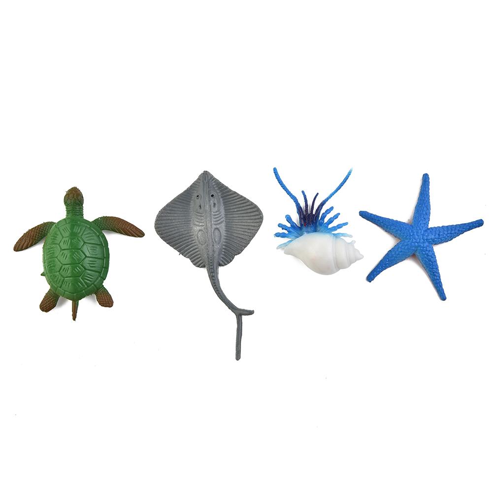 24 Stück/Set Meeresleben Tiere Koralle Oktopus Nautiloidea Krabbe Seestern Ozeane Modell Actionfiguren Pädagogische Sammlung Spielzeug Kind