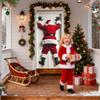 Christmas Door Cover Festive Santa Claus Background Christmas Door Decorations Banner Cover for Indoor Outdoor Home Kitchen
