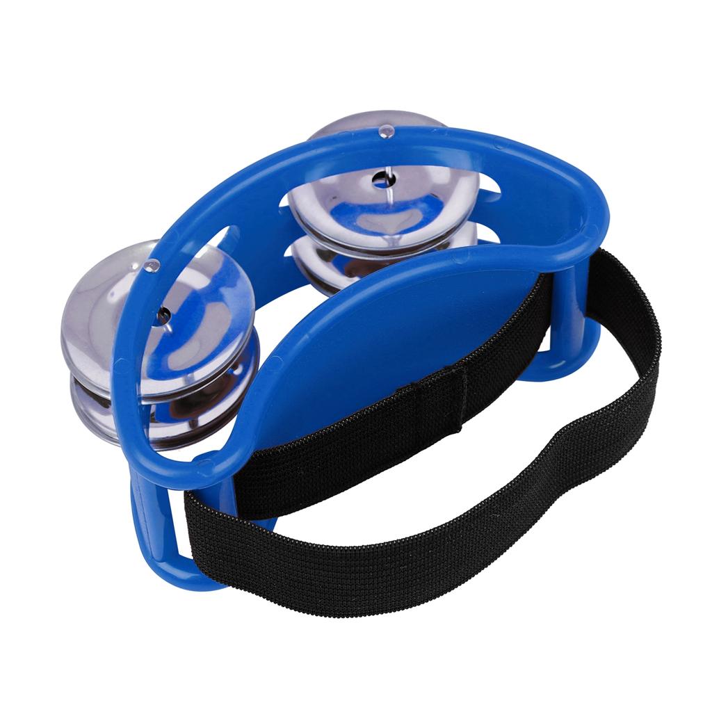 Percussion Foot Tambourine with 4 Pairs of Stainless Steel Jingles & Elastic Strap Percussion Musical Instrument for