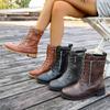 Large Size European Beautiful Women's Boots Autumn and Winter New Belt Buckle Low Heel Martin Boots Medium Boots Women