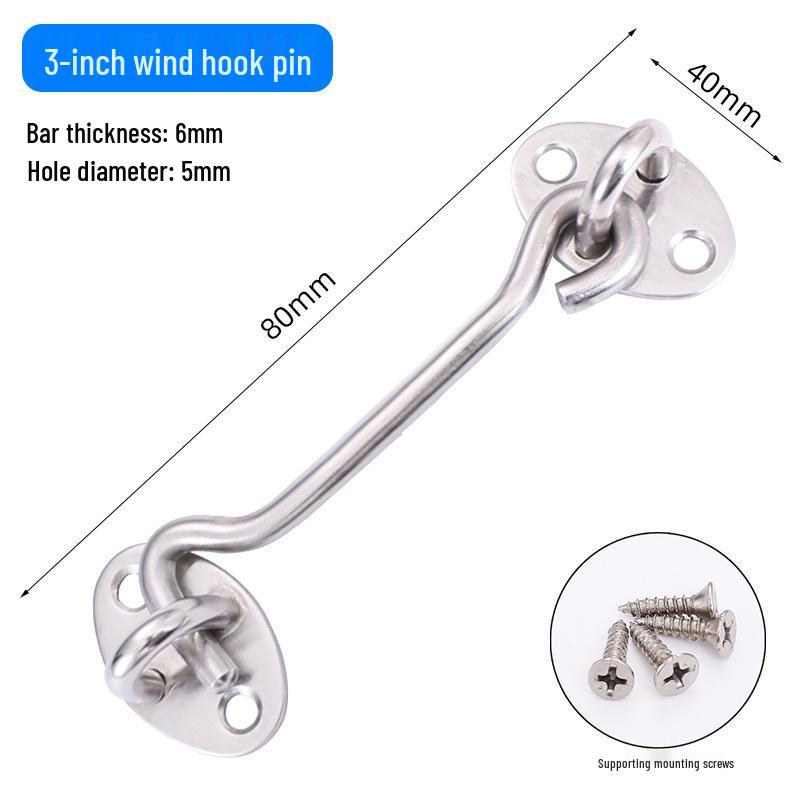 

Stainless Steel No-Drill Door Slide Bolt and Hook Lock.