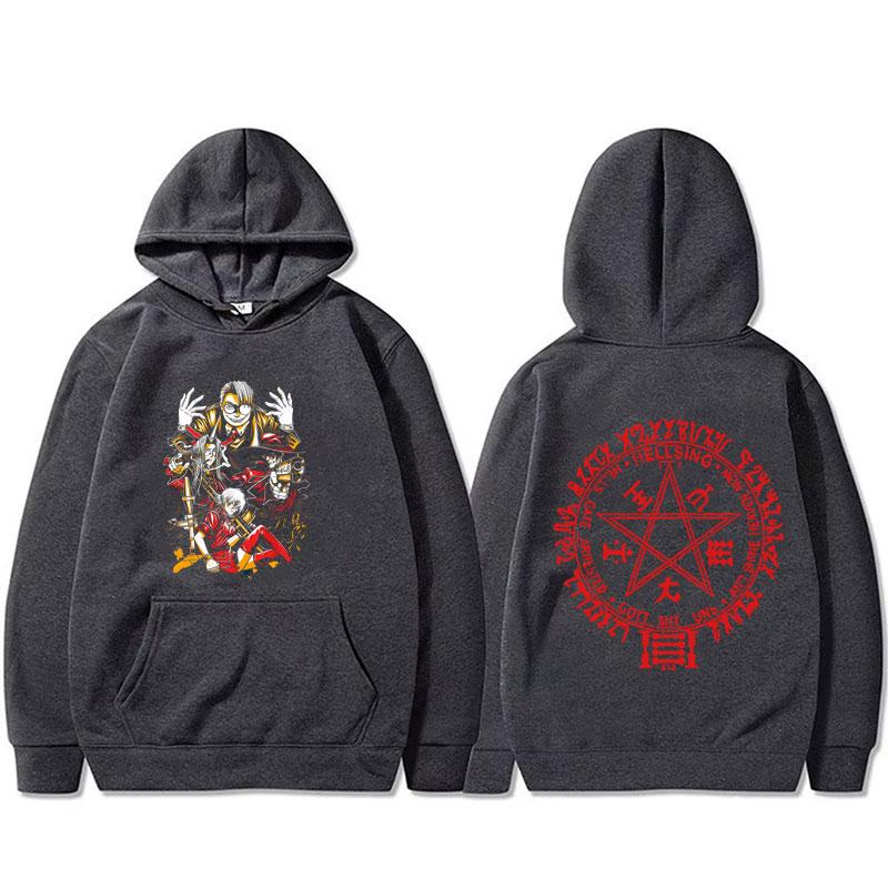 Anime Hellsing Abraham Van Helsing Vampir Alucard Grafik Hoodie Herren Damen Cartoon Manga Pullover Herren Fleece Baumwoll-Hoodies