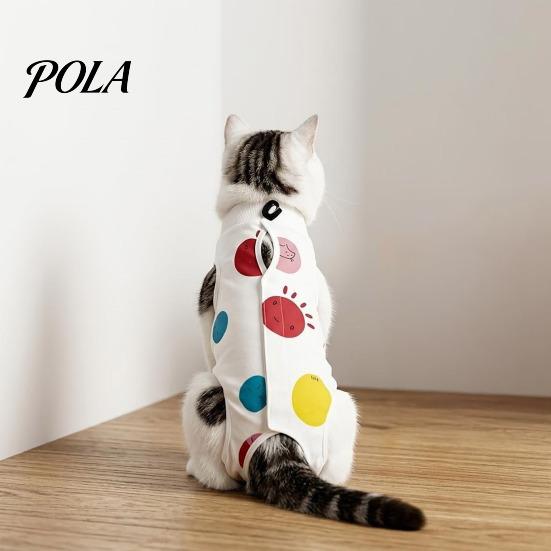 Cat Clothes Recovery Suit, Soft Cotton Clothing, Cute Cartoon Print Four-Leg Clothes, Lightweight Wear After Surgery Apparel for Female Male