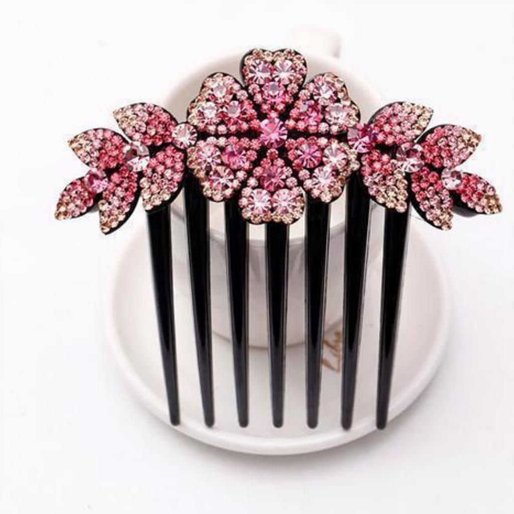 Women Fashion Flower Hairpins Hairclips Hair Fork Hair Combs Clip Diamond Flower Hair Comb