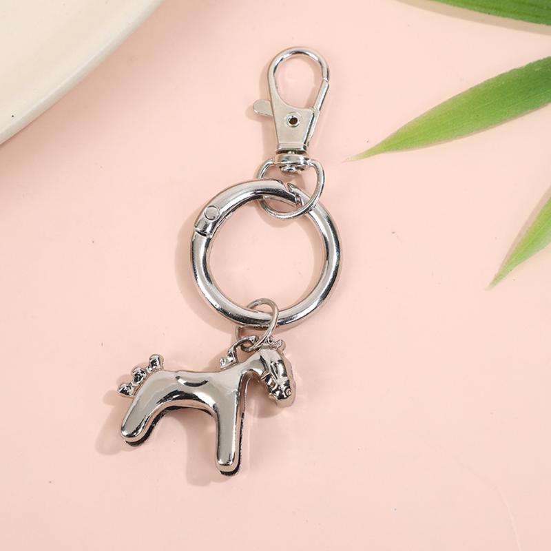 Creative Colorful Pony Keyring Fashion Simple Metal Keychain Backpack Pendant Versatile Key Hanging Decoration Accessories
