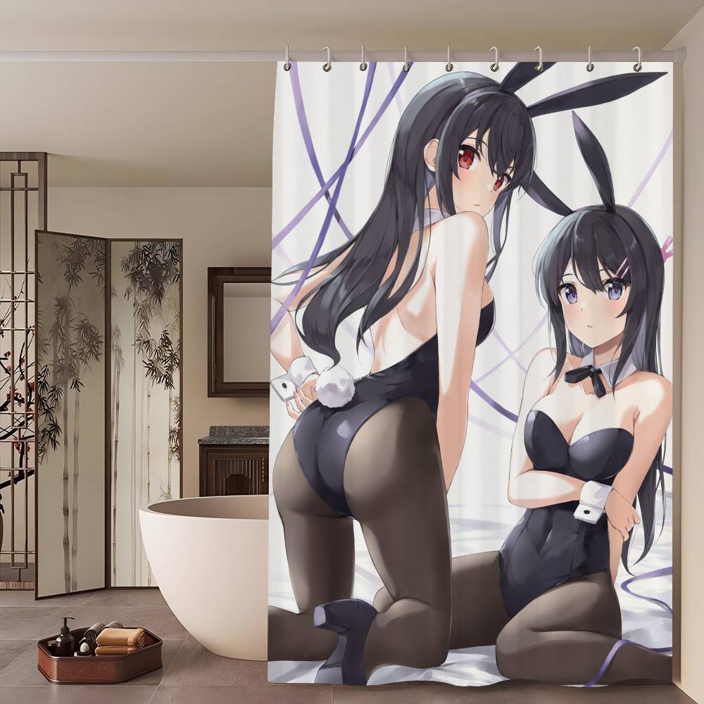Anime Mai Sakurajima Shower Curtain - Water-Repellent And Leak-Resistant, Mold And Mildew Resistant For
