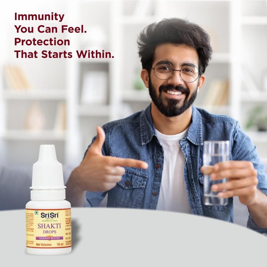 Sri Sri Tattva Shakti Drops Ayurvedic Immunity Booster for Adults & Kids 10ml X Pack of 4 Strength Stamina