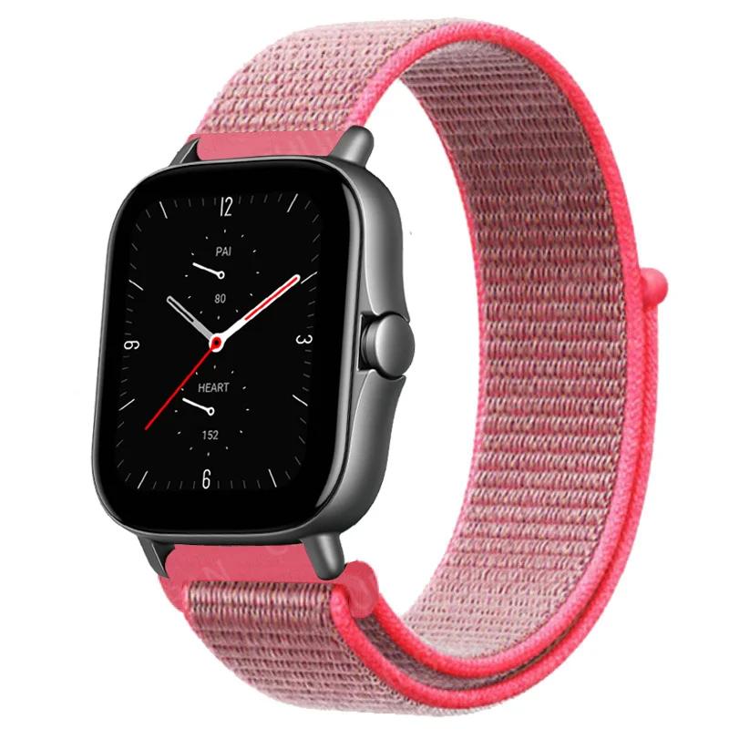 20mm/22mm Nylon Loop watch band For Amazfit GTS/4/2e/3/GTS2 Mini/GTR 4/3 pro/47mm/GTR2/2e/stratos Bracelet Amazfit bip-u strap