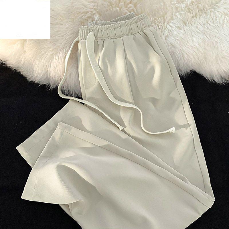 Summer Thin Loose Wide-leg Men Elastic Fashion Casual Straight Drawstring Trousers Black Blue Gray
