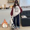 Girls' Fleece-Lined Sweatshirt - Stylish Thick Long Sleeve Top for Big Kids (Autumn/Winter)