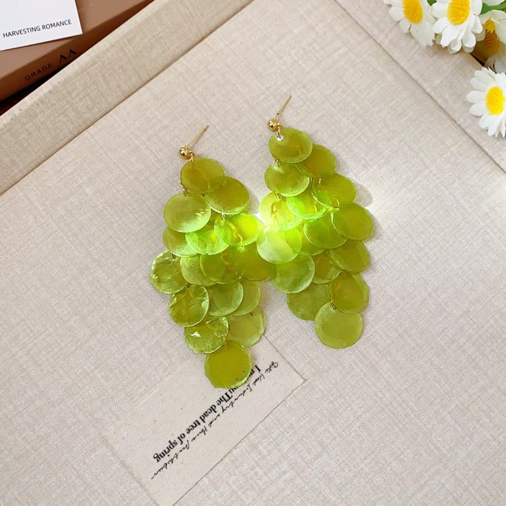 

Bohemian Style Tassel Drop Earring Light Luxury Shell Pendant Stud Shell Earring Beach Party зелёный