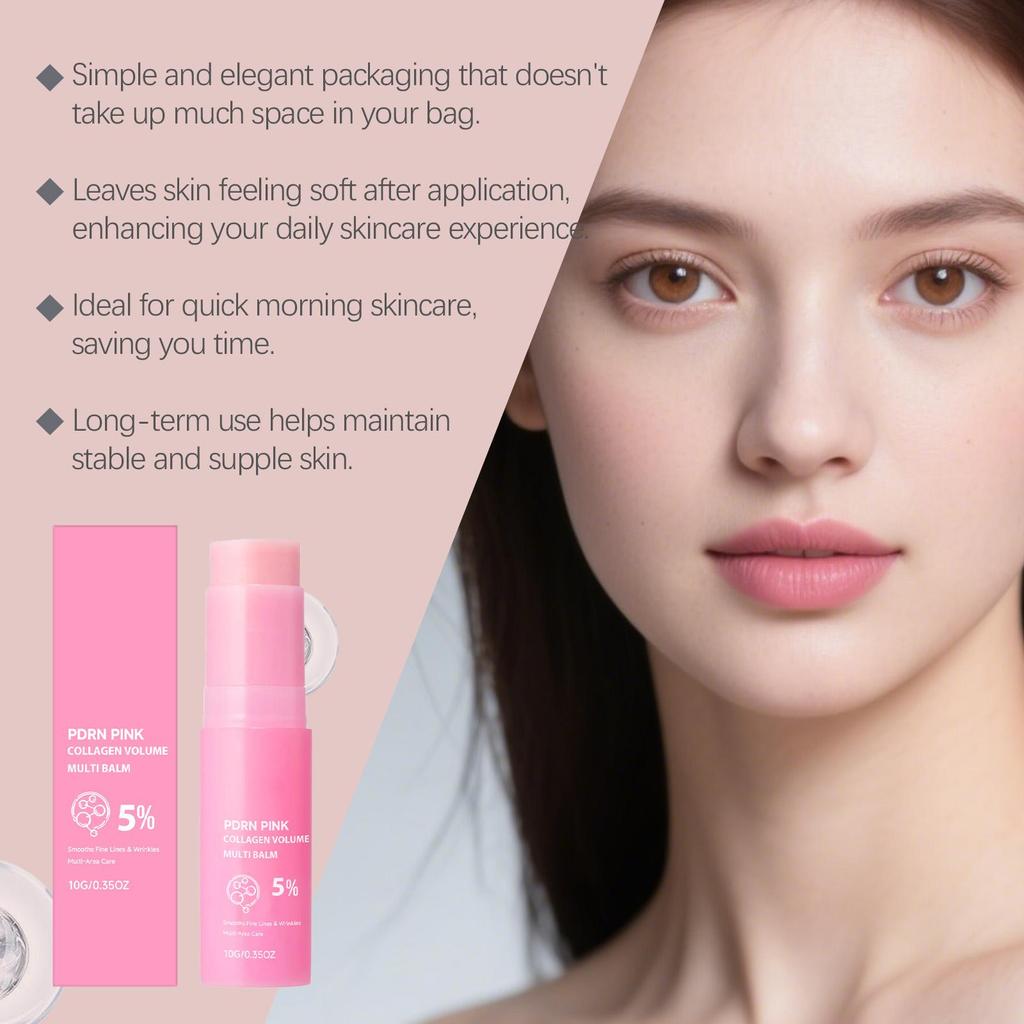 Pink multi-effect moisturizing stick, delicate and gentle moisturizing, dry face and lips, portable soft skin care stick 10g