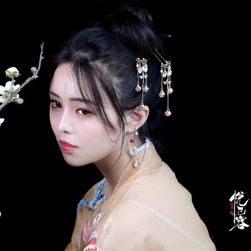 Chinese Handmade Flower Dangle Earrings - Women's Hanfu Fashion Accessory