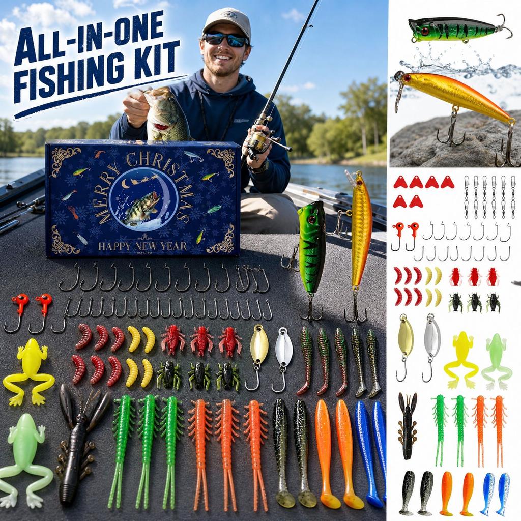 Complete Fishing Kit for Largemouth Smallmouth and Trout - All-in-One Tackle Set with